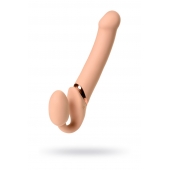 Телесный безремневой вибрострапон Vibrating Bendable Strap-On L - Strap-on-me - купить с доставкой в Сургуте