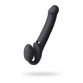 Черный безремневой вибрострапон Vibrating Bendable Strap-On L - Strap-on-me - купить с доставкой в Сургуте