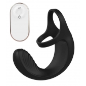Черный анальный стимулятор с эрекционными кольцами Remote Couple Teaser - Dream Toys - в Сургуте купить с доставкой