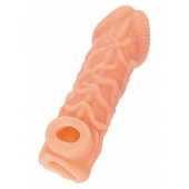 Телесная закрытая насадка с венками Cock Sleeve Size L - 17,6 см. - KOKOS - в Сургуте купить с доставкой