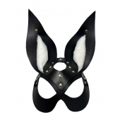 Черная маска зайки с белым мехом на ушках Miss Bunny - БДСМ Арсенал - купить с доставкой в Сургуте