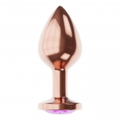 Пробка цвета розового золота с фиолетовым кристаллом Diamond Amethyst Shine S - 7,2 см. - Lola Games - купить с доставкой в Сургуте