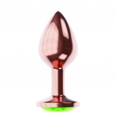 Пробка цвета розового золота с лаймовым кристаллом Diamond Emerald Shine S - 7,2 см. - Lola Games - купить с доставкой в Сургуте