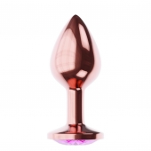 Пробка цвета розового золота с лиловым кристаллом Diamond Quartz Shine L - 8,3 см. - Lola Games - купить с доставкой в Сургуте