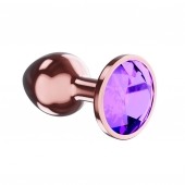 Пробка цвета розового золота с фиолетовым кристаллом Diamond Amethyst Shine L - 8,3 см. - Lola Games - купить с доставкой в Сургуте