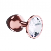 Пробка цвета розового золота с прозрачным кристаллом Diamond Moonstone Shine L - 8,3 см. - Lola Games - купить с доставкой в Сургуте