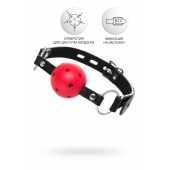Красный кляп-шар на черных ремешках - ToyFa - купить с доставкой в Сургуте