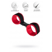 Красно-черные велюровые наручники Anonymo - ToyFa - купить с доставкой в Сургуте