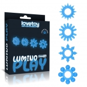 Набор из 4 голубых, светящихся в темноте эрекционных колец Lumino Play - Lovetoy - в Сургуте купить с доставкой