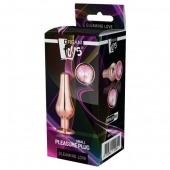 Золотистая анальная пробка с кристаллом Rose Gold Pleasure Plug S - 9 см. - Dream Toys