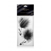 Зажимы на соски с черными пуховыми кисточками Sweet Caress Feather Nipple Clumps - Sweet Caress - купить с доставкой в Сургуте
