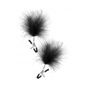 Зажимы на соски с черными пуховыми кисточками Sweet Caress Feather Nipple Clumps - Sweet Caress - купить с доставкой в Сургуте