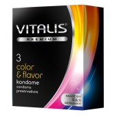 Цветные ароматизированные презервативы VITALIS PREMIUM color   flavor - 3 шт. - Vitalis - купить с доставкой в Сургуте