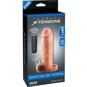 Телесная вибронасадка с кольцом  Vibrating Real Feel 1 Extension - 14 см. - Pipedream - в Сургуте купить с доставкой