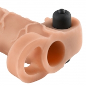 Телесная вибронасадка с кольцом Vibrating Real Feel 2 Extension - 16 см. - Pipedream - в Сургуте купить с доставкой