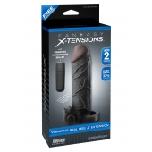 Чёрная вибронасадка с кольцом Vibrating Real Feel 2 Extension - 16 см. - Pipedream - в Сургуте купить с доставкой