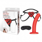Красный поясной фаллоимитатор Red Heart Strap on Harness   5in Dildo Set - 12,25 см. - Lux Fetish - купить с доставкой в Сургуте