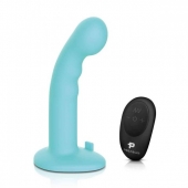 Голубая изогнутая насадка 6in Remote Control Ripple P-Spot G-Spot на черных трусиках - 16 см. - Pegasus - купить с доставкой в Сургуте