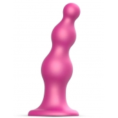 Розовая насадка Strap-On-Me Dildo Plug Beads size S - Strap-on-me - купить с доставкой в Сургуте
