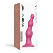 Розовая насадка Strap-On-Me Dildo Plug Beads size L - Strap-on-me - купить с доставкой в Сургуте