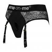 Черные трусики для насадок Diva Lingerie Harness - size S - Strap-on-me - купить с доставкой в Сургуте