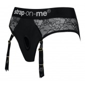 Черные трусики для насадок Diva Lingerie Harness - size M - Strap-on-me - купить с доставкой в Сургуте