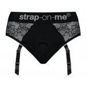 Черные трусики для насадок Diva Lingerie Harness - size L - Strap-on-me - купить с доставкой в Сургуте
