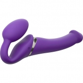 Фиолетовый безремневой вибрострапон Vibrating Bendable Strap-On - size L - Strap-on-me - купить с доставкой в Сургуте