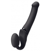 Черный безремневой вибрострапон Silicone Bendable Strap-On - size XL - Strap-on-me - купить с доставкой в Сургуте