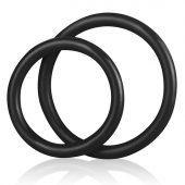 Набор из двух черных силиконовых колец разного диаметра SILICONE COCK RING SET - BlueLine - в Сургуте купить с доставкой