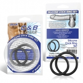 Набор из двух черных силиконовых колец разного диаметра SILICONE COCK RING SET - BlueLine - в Сургуте купить с доставкой