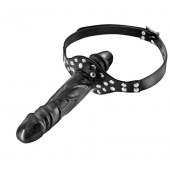 Черный кляп-фаллоимитатор Double Penis Gag - Fetish Tentation - купить с доставкой в Сургуте