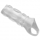 Насадка на пенис с кольцом для мошонки Clear Sensations Enhancer Sex Sleeve - 11,5 см. - XR Brands - в Сургуте купить с доставкой