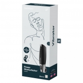 Черный мастурбатор с вибрацией Power Masturbator - Satisfyer - в Сургуте купить с доставкой