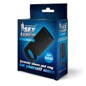 Черная открытая насадка на пенис с кольцом для мошонки XXXL-size - 9,9 см. - Sex Expert - в Сургуте купить с доставкой