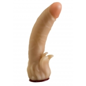 Телесная гелевая насадка-фаллос с клиторальными лепестками - 18,5 см. - LOVETOY (А-Полимер) - купить с доставкой в Сургуте
