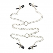 Серебристые зажимы для сосков и половых губ на тонкой цепочке - Notabu - купить с доставкой в Сургуте