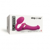 Ярко-розовый безремневой страпон Multi Orgasm Size S с клиторальной стимуляцией - Strap-on-me - купить с доставкой в Сургуте