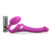 Ярко-розовый безремневой страпон Multi Orgasm Size S с клиторальной стимуляцией - Strap-on-me - купить с доставкой в Сургуте