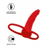 Красная насадка на пенис для двойного проникновения Black Red - 16,5 см. - ToyFa - купить с доставкой в Сургуте