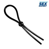 Черное силиконовое лассо с шариком для утяжки - Sex Expert - в Сургуте купить с доставкой
