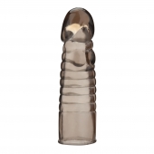 Дымчатая насадка-удлинитель Ribbed Realistic Penis Enhancing Sleeve Extension - 15,2 см. - BlueLine - в Сургуте купить с доставкой
