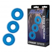 Комплект из трех голубых колец для эрекции 3-Pack Ultra-Stim Stretch Cock Rings - BlueLine - в Сургуте купить с доставкой