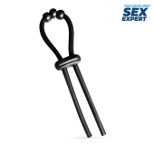 Черное эрекционное кольцо со стимулирующими бусинами - Sex Expert - в Сургуте купить с доставкой