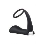 Черное эрекционное кольцо с вибропробкой Vibrating Anal Plug With Cockring - Dream Toys - в Сургуте купить с доставкой