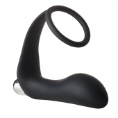 Черное эрекционное кольцо с вибропробкой Vibrating Anal Plug With Cockring - Dream Toys - в Сургуте купить с доставкой