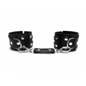Черные кожаные наручники Sex Game - БДСМ Арсенал - купить с доставкой в Сургуте
