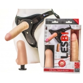Телесный страпон Harness LESBI с вагинальной пробкой - 16,5 см. - LOVETOY (А-Полимер) - купить с доставкой в Сургуте