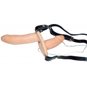 Телесный женский страпон с вагинальной пробкой Strap-On Duo - 15 см. - Orion - купить с доставкой в Сургуте