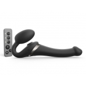 Черный безремневой страпон Multi Orgasm Size S с клиторальной стимуляцией - Strap-on-me - купить с доставкой в Сургуте